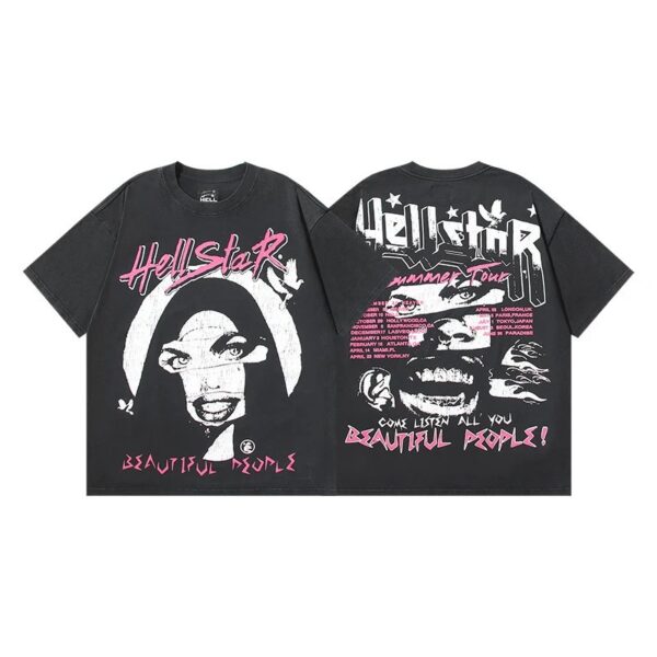 Kakobuy Hellstar American hipster high street washed old vintage print t-shirt