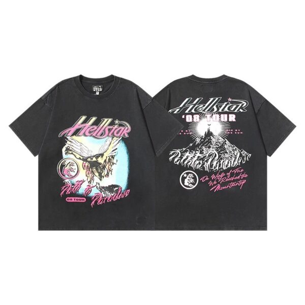 Kakobuy Hellstar American hipster high street washed old vintage print t-shirt