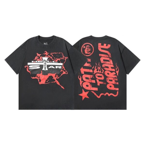 Kakobuy Hellstar American hipster high street washed old vintage print t-shirt