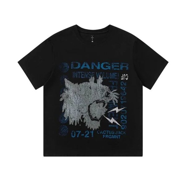 Kakobuy TravisScot tCactus JackxFragmentDesign Collaboration Short Sleeve T-Shirt with Tiger Head Letter Print Graphic