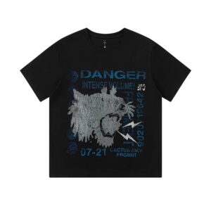 Kakobuy TravisScot tCactus JackxFragmentDesign Collaboration Short Sleeve T-Shirt with Tiger Head Letter Print Graphic