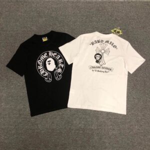 Kakobuy BAPE&Chrome Classic Letter Print Short Sleeve T-Shirt