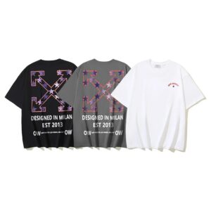 Kakobuy OFF-WHITE cotton t-shirt pentagram arrow DESIGNEDINMILAN printed half-sleeve shirt