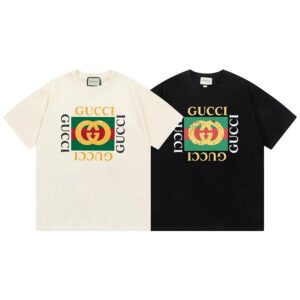 Kakobuy Gucci cotton T-shirt retro double ring print logo