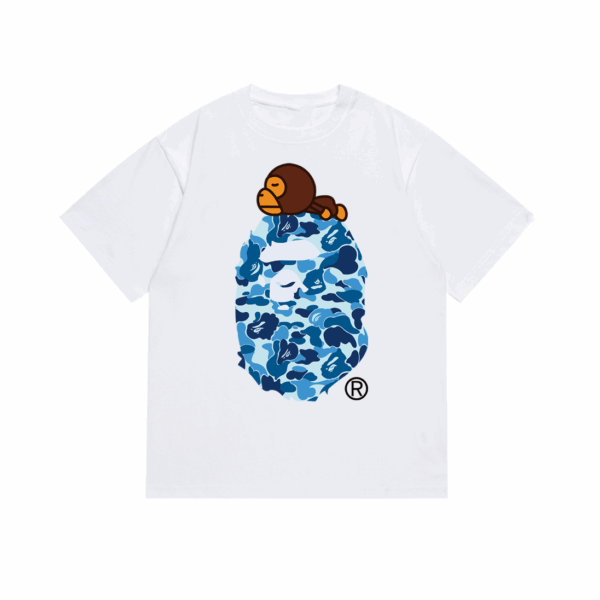 Kakobuy bape Monkey Camouflage Short Sleeve White Blue Camo