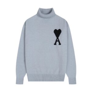 Kakobuy AMI PARIS Classic Jacquard Big A Love Couple Knit Turtleneck Sweater