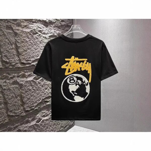 Kakobuy Stussy black eight short sleeve is not offset printing is (towel embroidery)