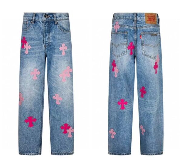 Kakobuy Chrome Hearts Cross Denim Patch Jeans