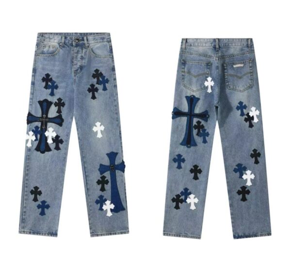 Kakobuy Chrome Hearts Cross Denim Patch Jeans