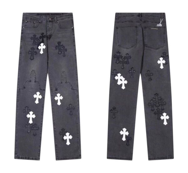 Kakobuy Chrome Hearts Cross Denim Patch Jeans