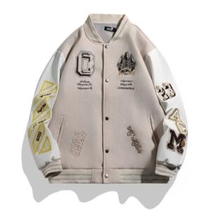 Kakobuy AC Milan Heavy Craft Embroidery Patchwork Leather Sleeve OFF Hundred Baseball Jacket