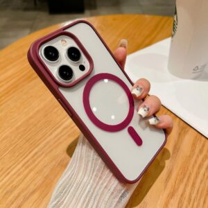 Kakobuy Apple Transparent Magnetic Electroplated Frame Phone Case