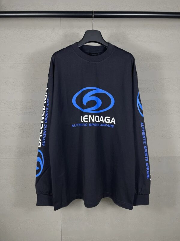 Kakobuy Balenciaga High Version 2024 Surf Pattern Letter Straight Split Print Loose Long Sleeve