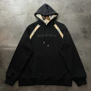 Kakobuy Burberry Classic Check Embroidered Hoodie Black