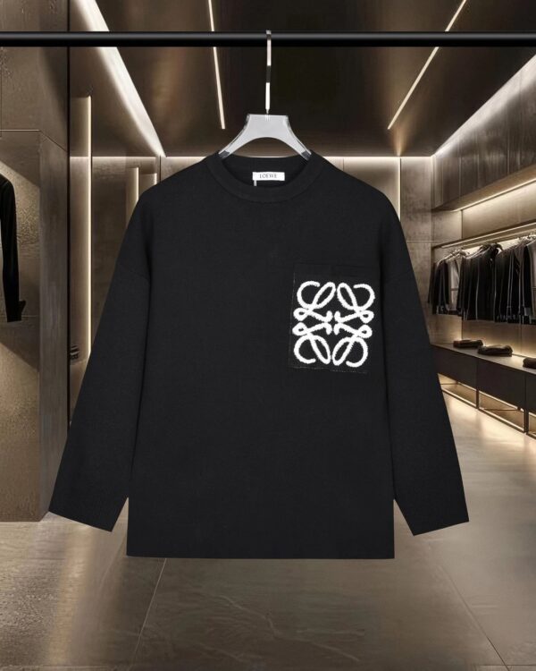 LOEWE Fall/Winter 2025 Limited Edition Chest Pocket Logo Jacquard Embroidered Pullover Sweater