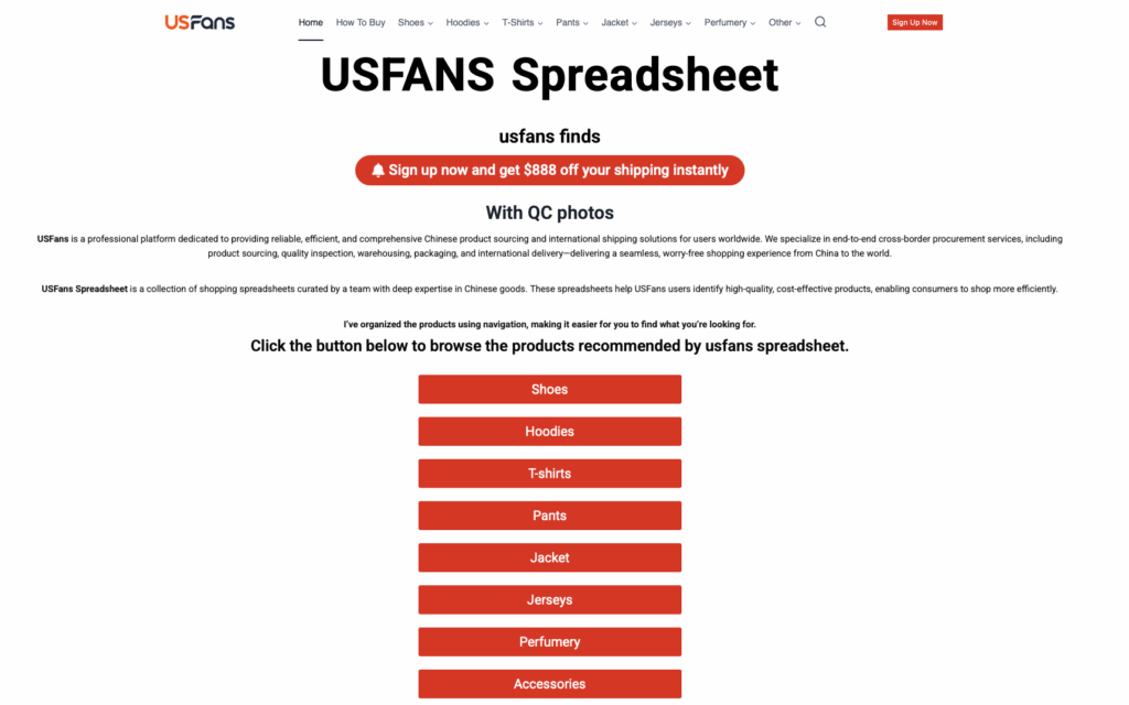 usfans spreadsheet home