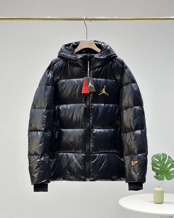 Jordan Flyman Black Glossy Hooded Down Jacket