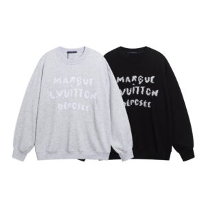 LOUIS VUITTON Oversized Letter Print Hoodie in Black & Gray