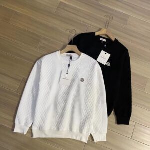 Moncler Black & White Diamond Check Crew Neck Sweatshirt