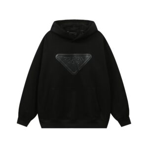 Prada Milano Triangle Logo Black Hooded Sweatshirt