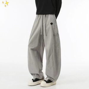 DESCENTE Gray Workwear-Inspired Casual Pants - Street Style