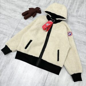 Canada Goose Off-White Shearling Hooded Jacket
