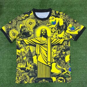 RIO STREET Christ Statue Print Black-Yellow Graffiti Short-Sleeve T-Shirt