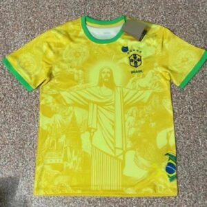 Brazilian Football Culture T-Shirt - Jesus Christ Print Oversized Streetwear Top
