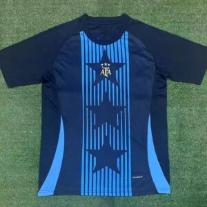 Adidas Argentina Training T-Shirt - Navy Blue Stripes with Star Pattern