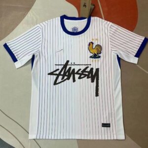 Stussy Jersey White Stripes Red & Blue Color Blocking Rooster Embroidery