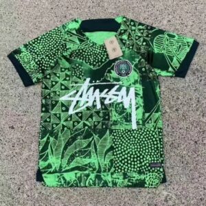 Stussy Jersey Neon Green Graffiti Print Dark Green Streetwear