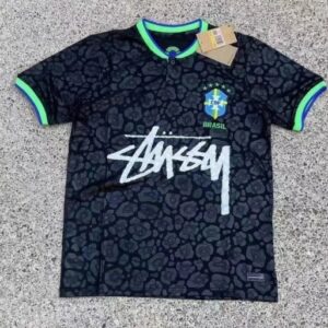Stussy Brazilian Leopard Print Black Street Sports Jersey