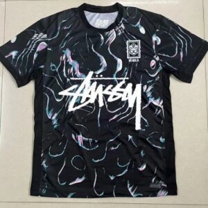 Stussy All-Over Graffiti Print Black Crew Neck Short Sleeve T-Shirt