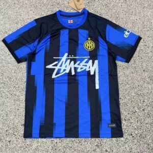 Stussy Inter Milan collaboration blue-black striped jersey