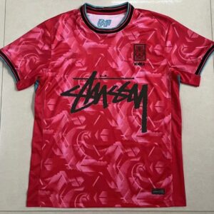Stussy KOREA Series Red Geometric Camouflage Graffiti Short Sleeve T-Shirt