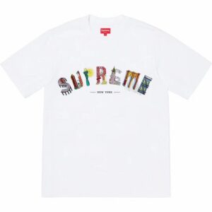 Supreme New York Landmark Letter Print White T-Shirt