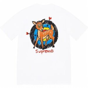 Supreme White Deer Bullseye Print Casual Oversized Short Sleeve