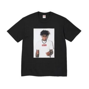 Supreme Black Portrait Print Oversized Cotton Short-Sleeve T-Shirt