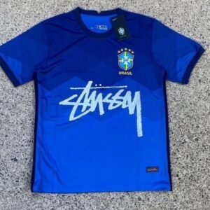 Stussy Brazil Theme Gradient Blue Short-Sleeve Jersey