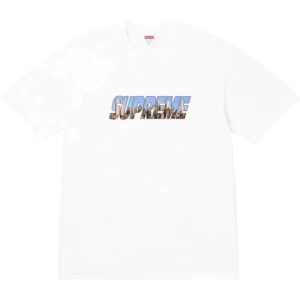Supreme White Print T-Shirt Streetwear Loose Fit