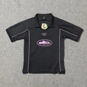 CorteizJersey Black Short-Sleeve Polo Shirt Nautical Pattern