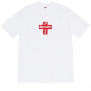 Supreme White T-Shirt Cross Print Streetwear Brand