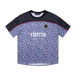 Trapstar Jersey Purple-Black Contrast All-Over Letter Print Short Sleeve