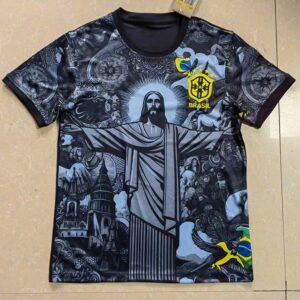 otherJersey Brazilian Totem - Jesus Christ Graffiti Print T-Shirt Black