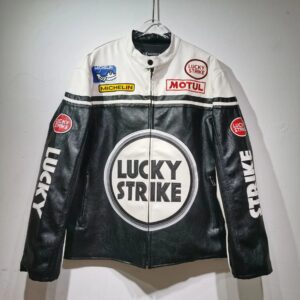 LUCKY STRIKE Biker Jacket Black & White