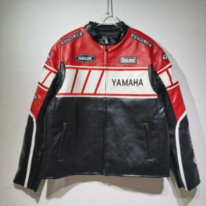 YAMAHA Racing Style Leather Jacket Red-Black