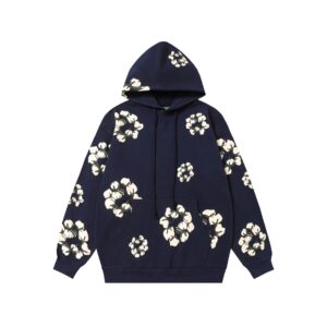 Denim Tears Cotton Print Hoodie Navy Blue
