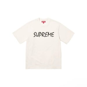Supreme Classic Handwritten Logo T-Shirt Off-White Loose 100% Cotton