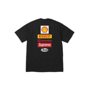 Supreme Black T-Shirt Racing Logo Print Street Style