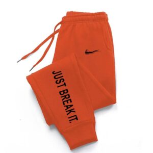 Nike Orange Cuffed Sweatpants Fleece-Lined Letter Print Street Style